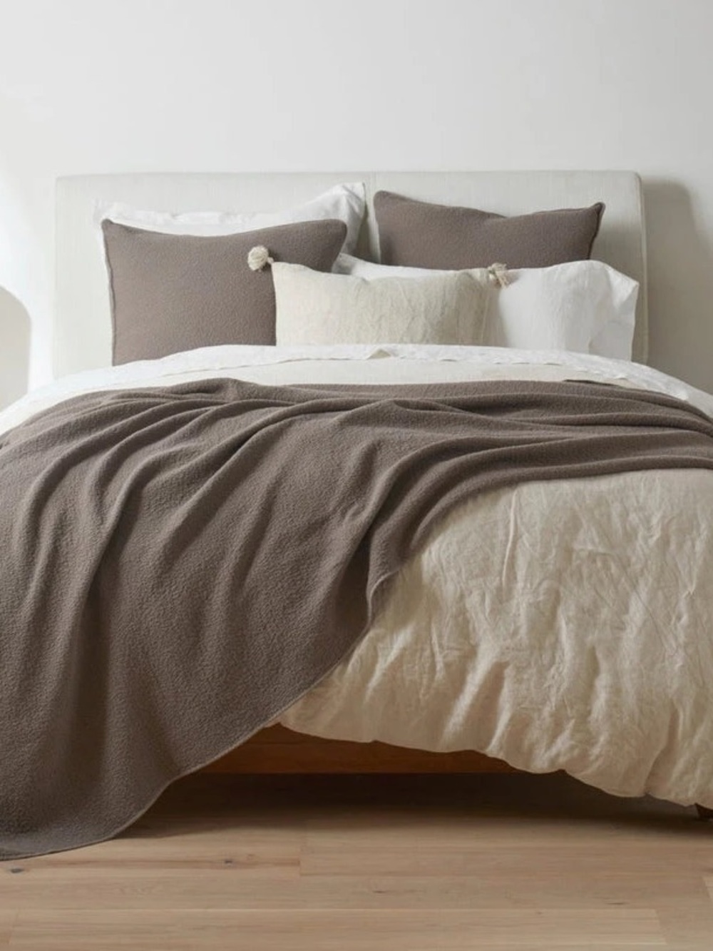 NEW Anthropologie QUEEN Coyuchi Cascade Organic Matelasse Blanket Morel  $300